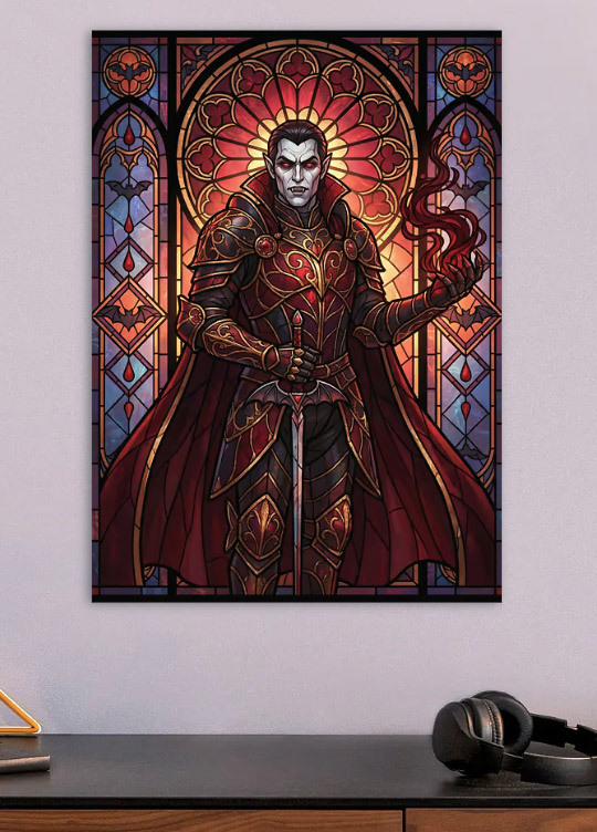Vampire Lord in Stained Glass — metal poster wall art by Lineer